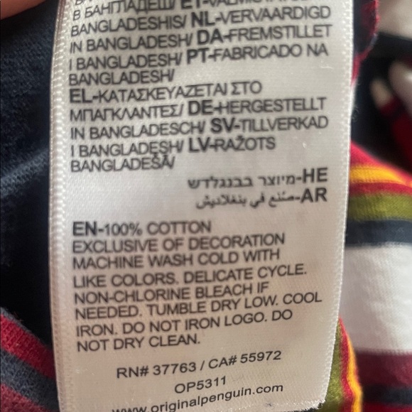 Original 80’s style Penguin Men's Striped Tee - Navy, Red, White 100% cotton - Picture 5 of 5